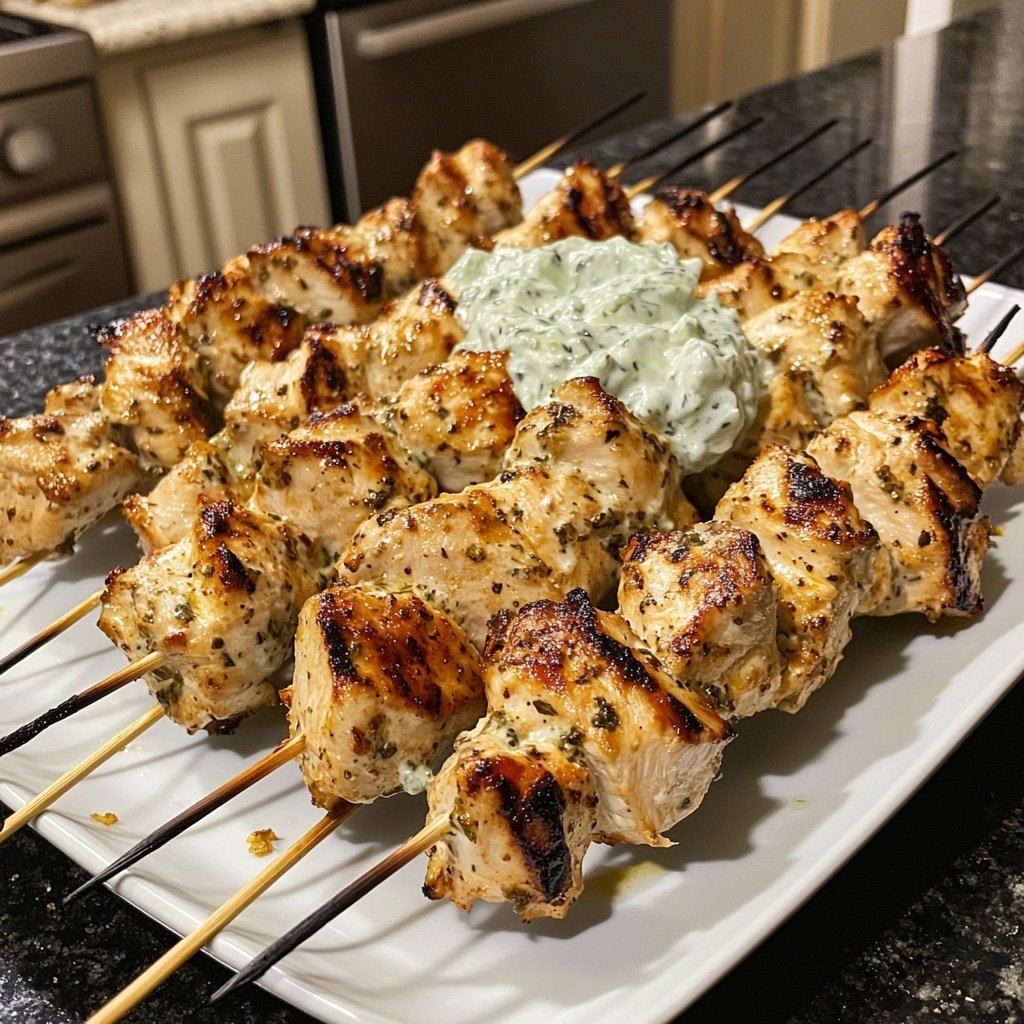 Greek Chicken Souvlaki with Tzatziki Sauce