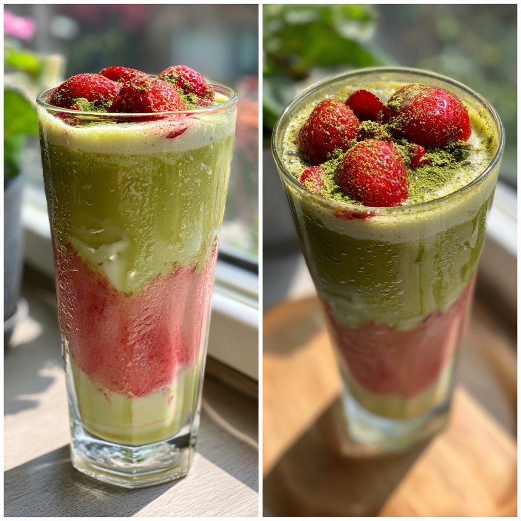 Strawberry Matcha Latte Iced