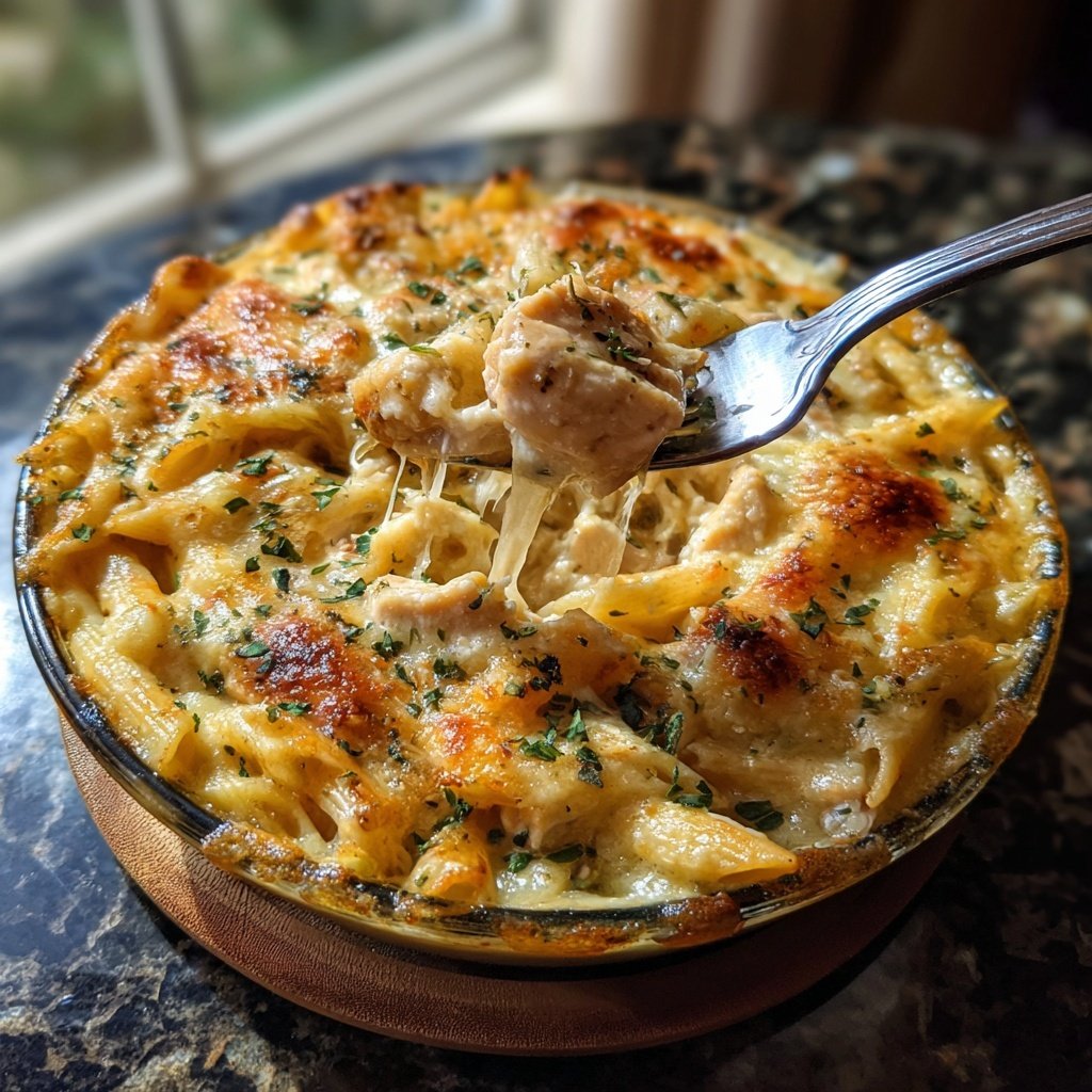 Creamy Garlic Chicken Pasta Bake