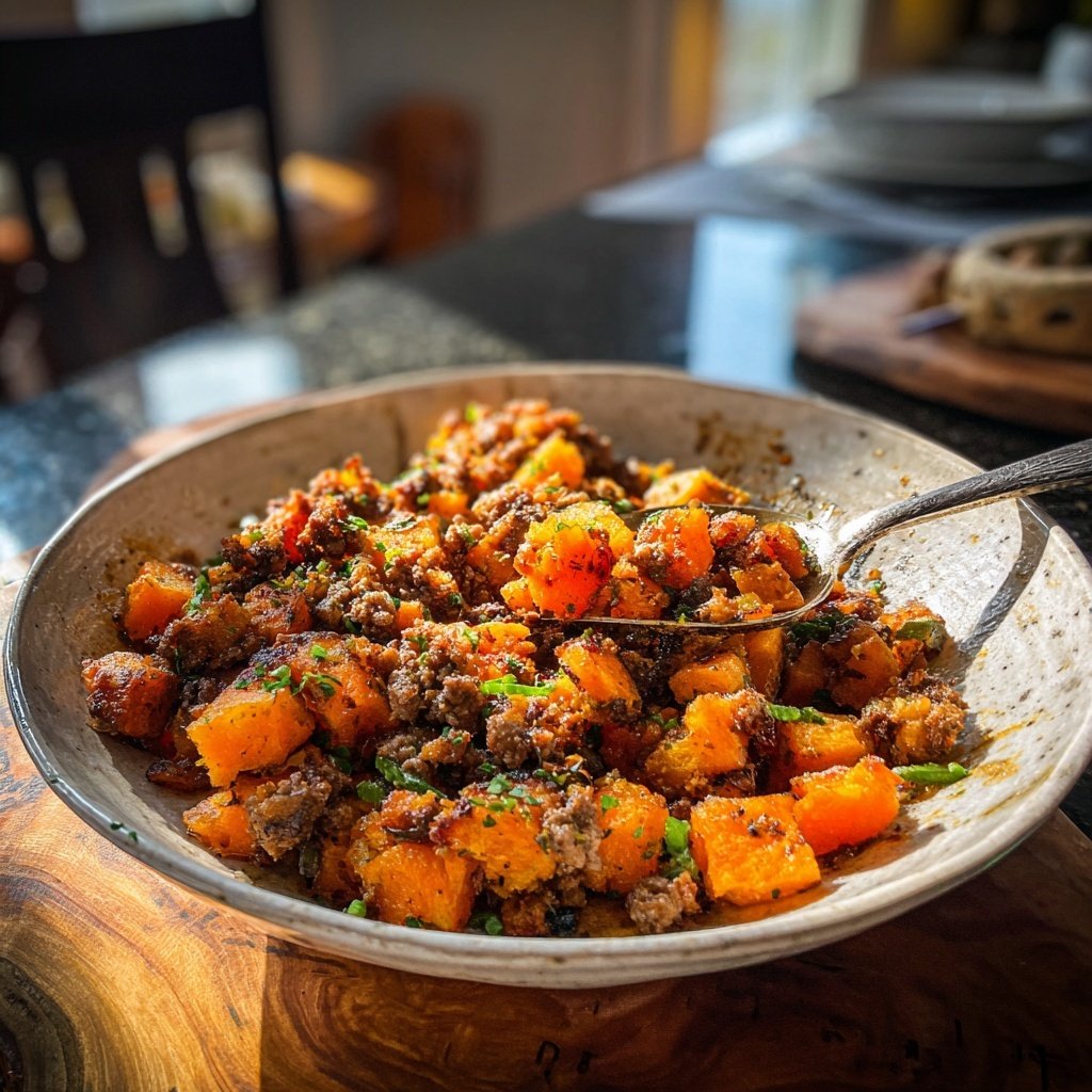 Ground Beef And Sweet Potato Hash